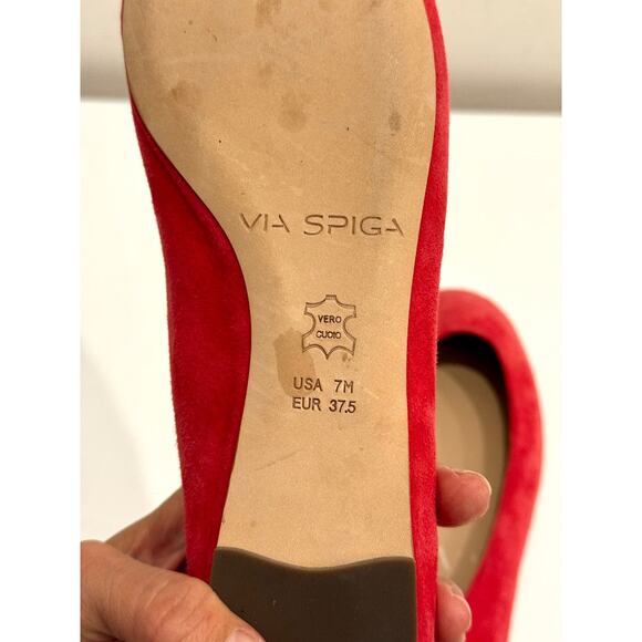 NWOT Via Spiga Slip On Suede Leather Ballet Flats Bright Red Women's Size 7M - Picture 5 of 6